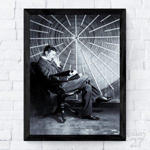 Nikola Tesla&#39;s Dream, Inventor & Engineering Pioneer, Portrait, Canvas, Metal, Framed, Ready to Hang, Premium Fine Art Print