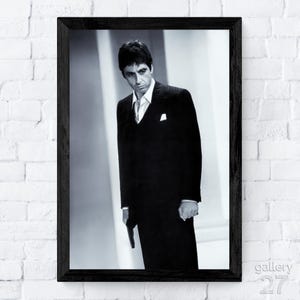 Al Pacino - Tony Montana, Scarface 1983, Brian De Palma, Kultowy klasyczny film, Płótno, Metal, Oprawione, Gotowe do powieszenia, Wydruk artystyczny klasy premium
