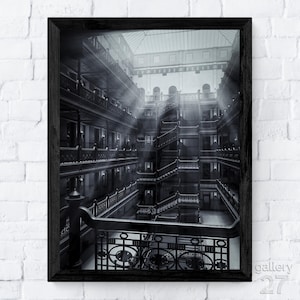Budynek Bradbury w Los Angeles, Blade Runner 1982, Architektura, Wydruki artystyczne najwyższej jakości, Płótno, Metal lub w ramie, Gotowe do powieszenia