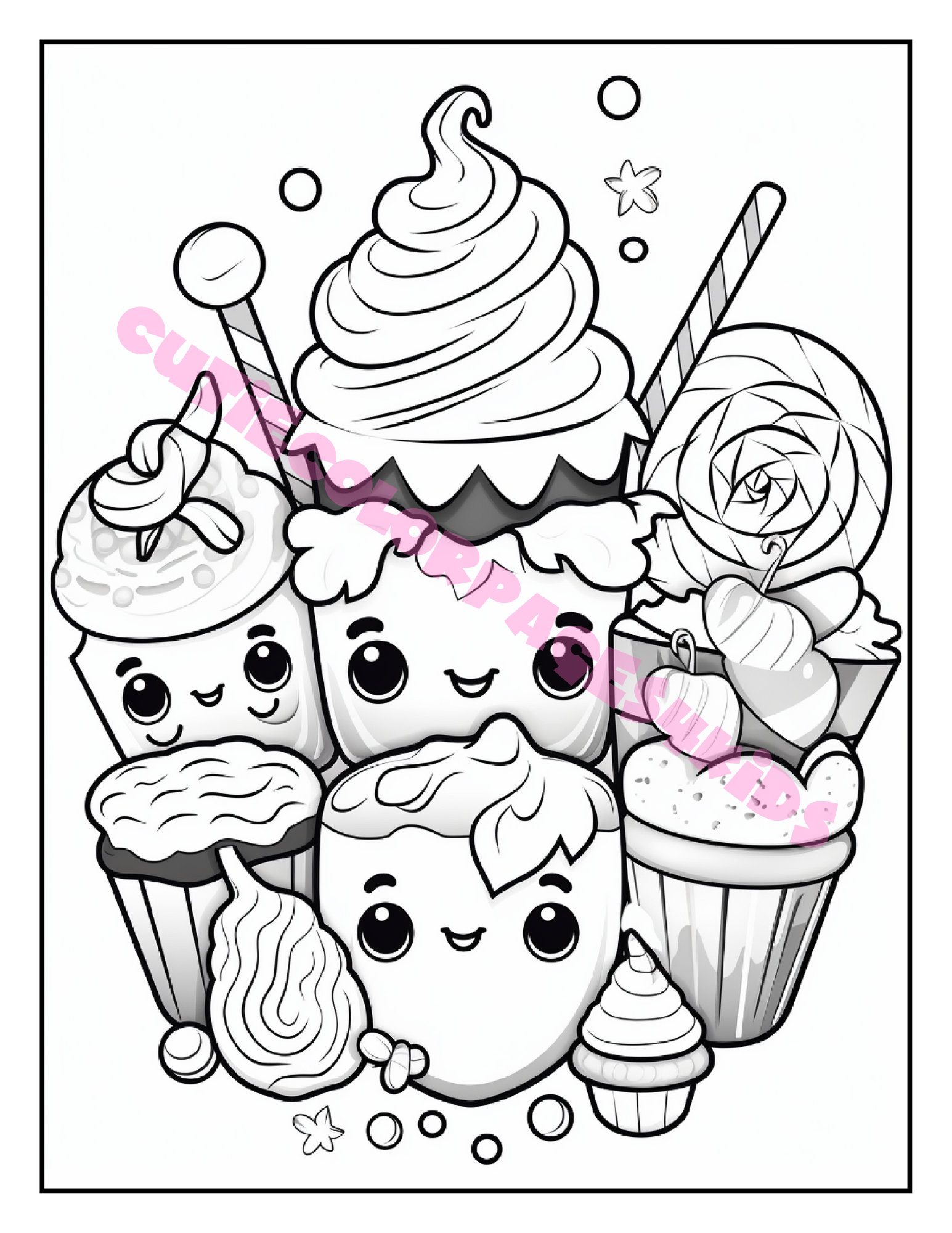 50 Cute Kawaii CANDY Coloring Pages Etsy