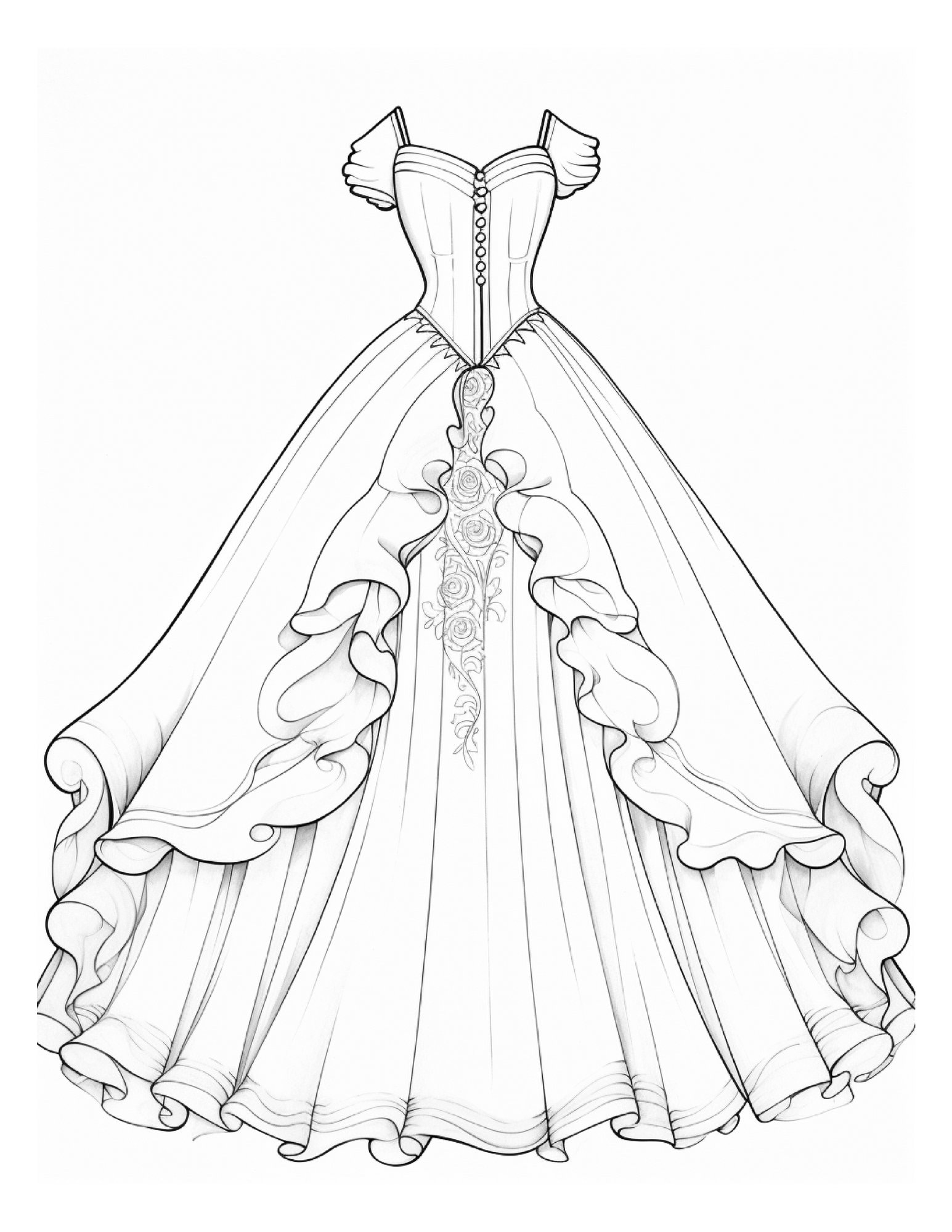 50 Elegant Dresses Coloring Pages for Adults Wedding Dresses Coloring Sheets Fashion Dresses - Etsy