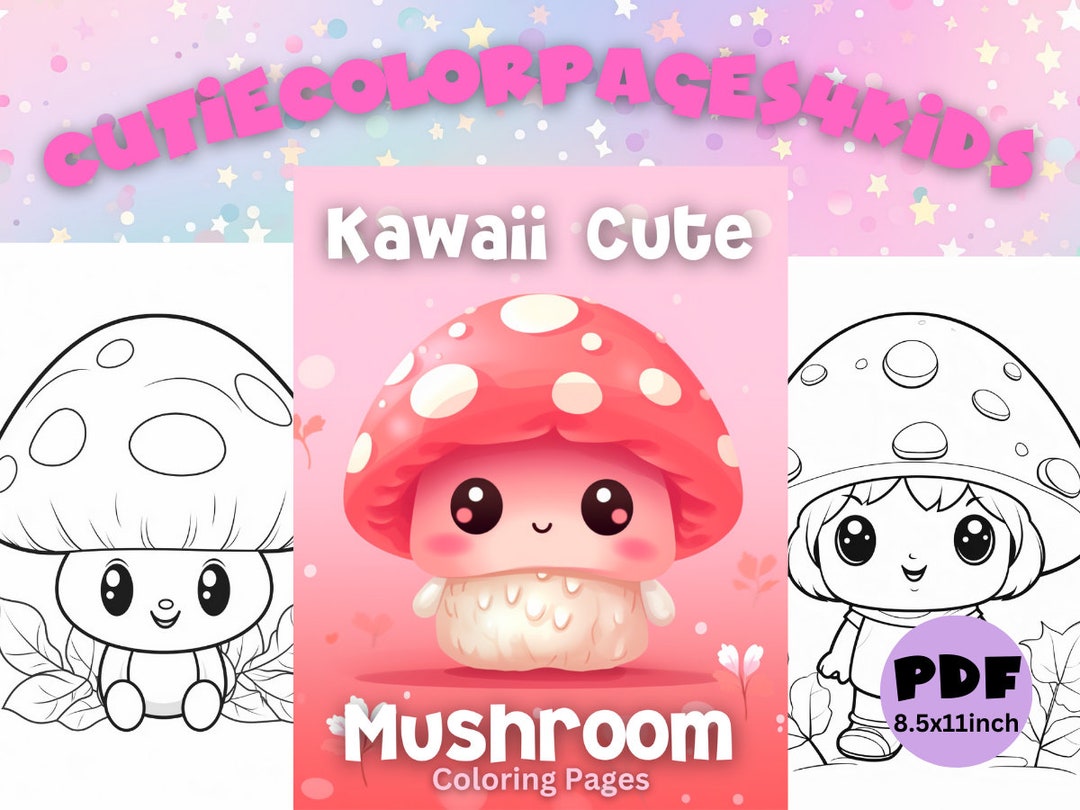 50 Kawaii Cute Mushroom Coloring Pages - Etsy