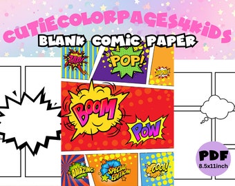 Tira de cómic en blanco: Libro de cómics imprimible para niños (Descarga PDF)