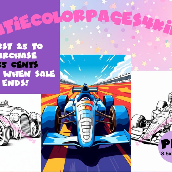 Sports Cars Coloring Pages - Etsy