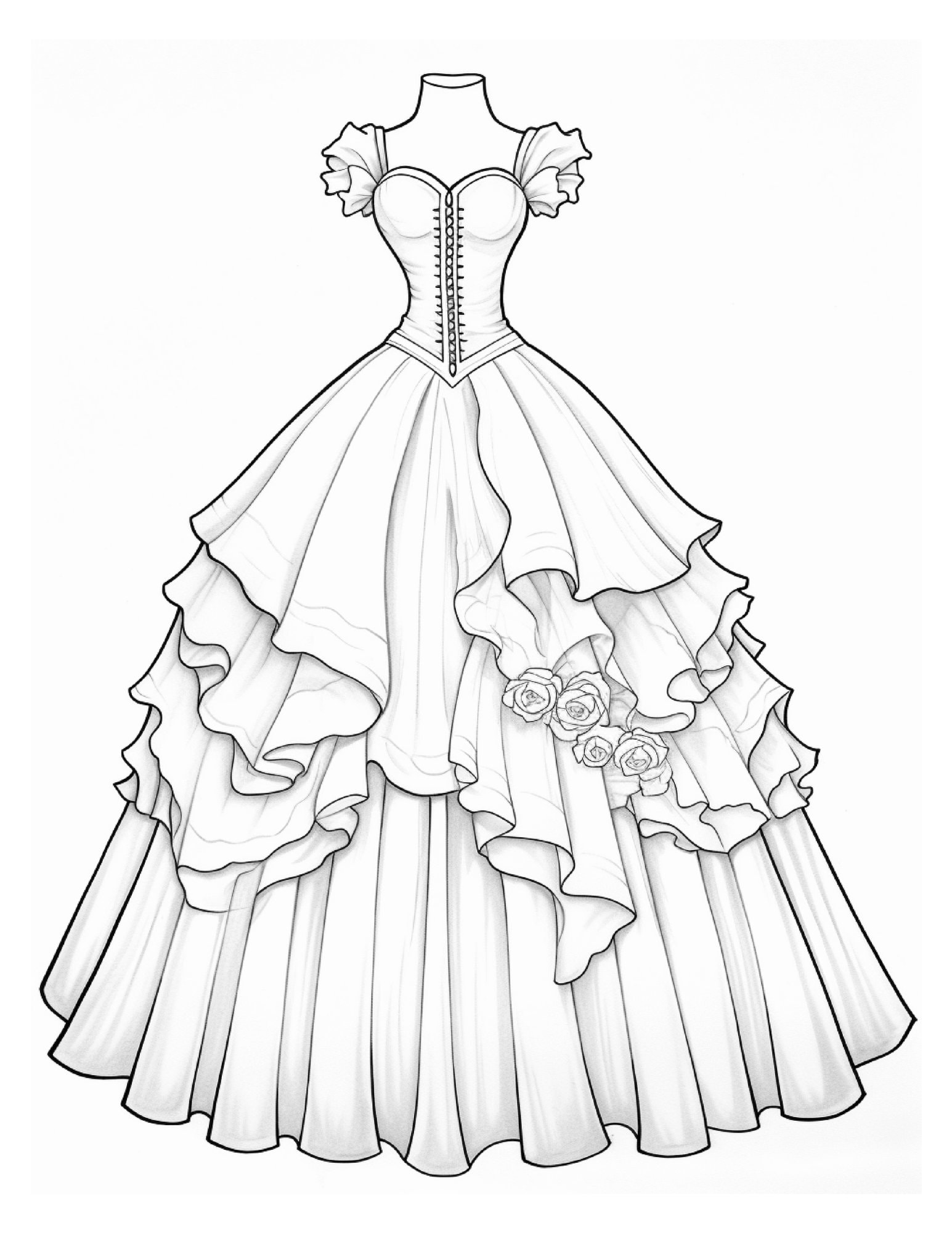 50 Elegant Dresses Coloring Pages for Adults Wedding Dresses Coloring Sheets Fashion Dresses - Etsy