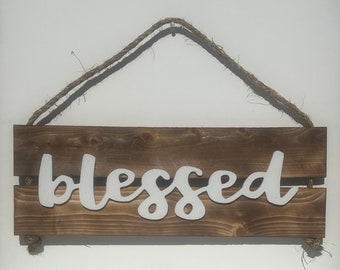 Blessed Wood Sign