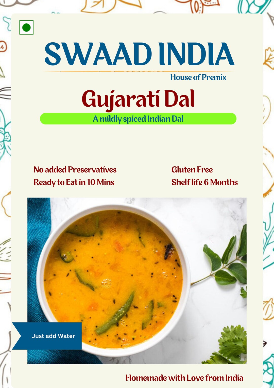 Instant Premix Gujarati Tur Dal pigeon Peas, Just Add Water, Sun