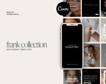 Medspa Instagram Templates: Botox, Filler, Skincare (Canva, Digital Download)