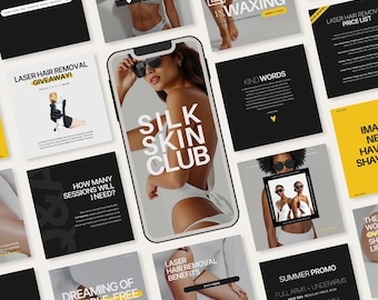 Laser Hair Removal Instagram Templates: Medspa Social Media (Canva)