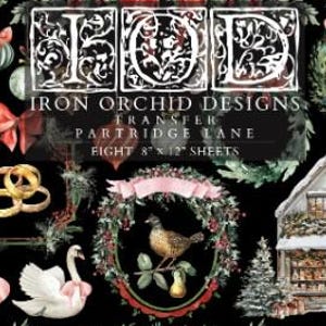 Iron Orchid Designs Partridge Lane Transfer-Whimsical Christmas Crafts, Vintage Ornament Making Holiday Decor, Hostess Gifts Limited Release