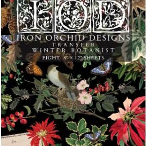 Iron Orchid Designs Winter Botanist Transfer for Vintage Botanical Christmas Decor, Nature-Inspired Crafts, Holiday Accents-Limited Release