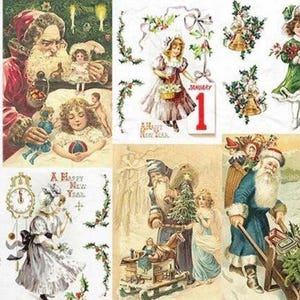 Old World Christmas Rice Paper - ITD R0780 | Vintage Holiday Decoupage Sheet for Junk Journals | Mixed Media & Card Making