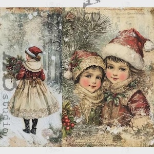 A4 Victorian Girls Duo Decoupage Rice Paper AB 6197 - Floral Design for Crafting, Scrapbooking & DIY Home Decor Projects