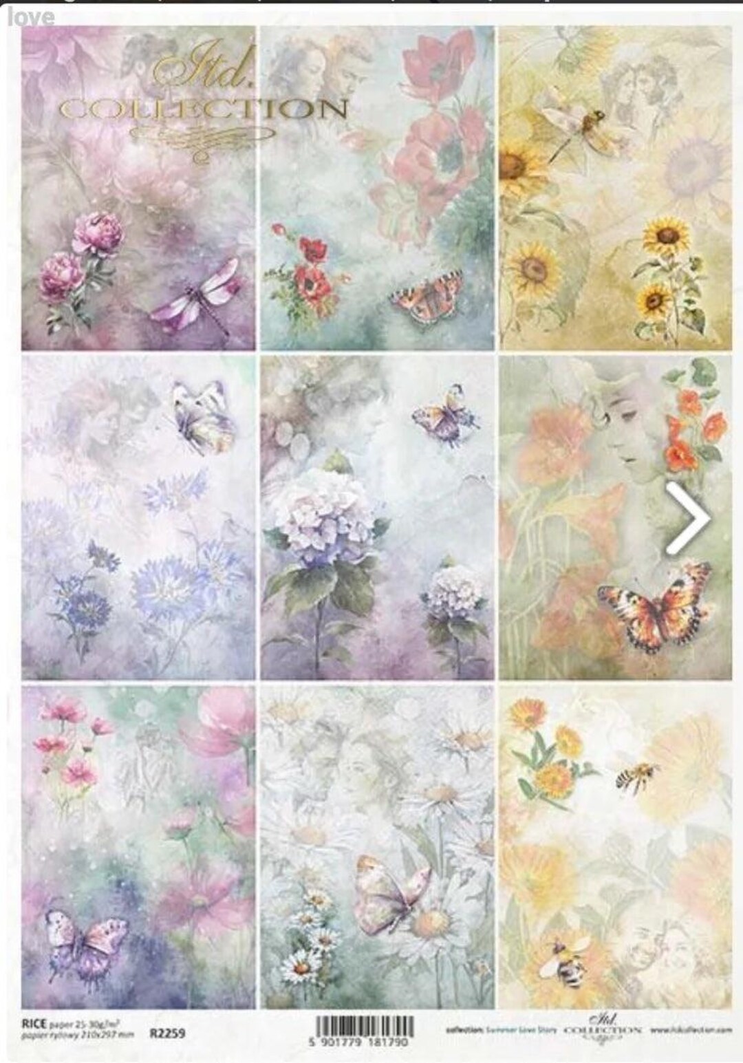 Spring Squares Decoupage Rice Paper R2259, Floral Craft Supplies ...