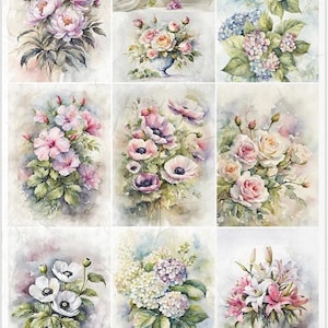 A4 Spring Flower Decoupage Rice Paper ITD R2471 - Decorative Craft Sheets for Crafts, Cardmaking & Scrapbooking