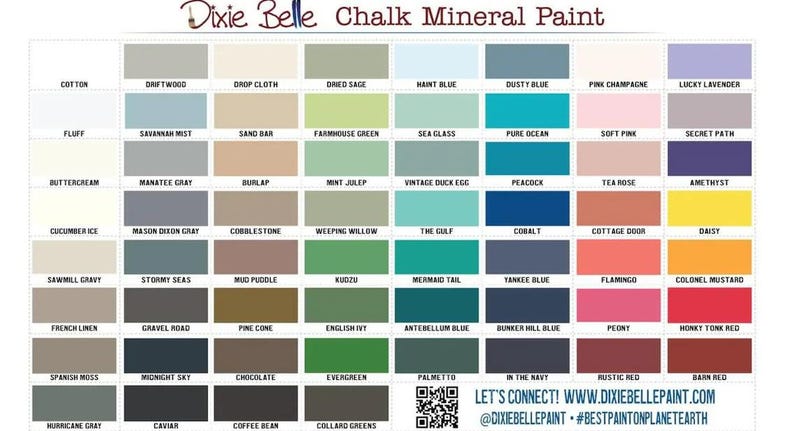 Chalk Color Code Full Line of Dixie Belle Chalk Mineral Paints | All Colors | Furniture ...