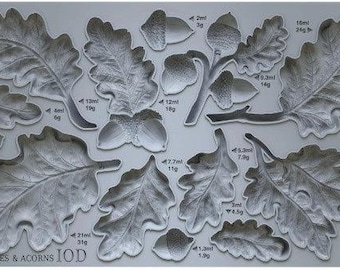 Iron Orchid Designs Oak Leaves and Acorns Mould - Woodland-Inspired Embellishments for Furniture, Scrapbooking, Home Decor, Clay or Resin