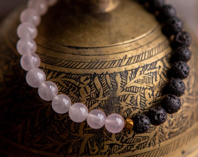 Rose Quartz | Lava Stone Reiki Infused Healing Jewelry | Healing Energy | Artisan Crystal Bracelet | Stability