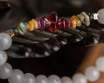 Rutilated Quartz | Rainbow Tourmaline | Reiki Infused Healing Jewelry | Healing Energy | Artisan Crystal Bracelet | Stability