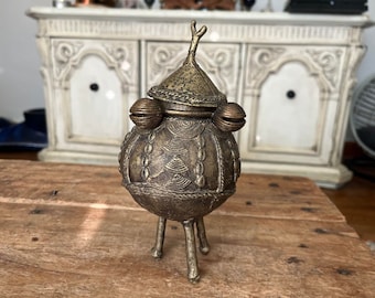 Incredible Unique Rare 19th Century Antique Brass Ointment Pot Jar | FREE SHIPPING