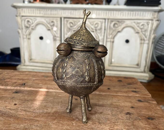 Incredible Unique Rare 19th Century Antique Brass Ointment Pot Jar | FREE SHIPPING
