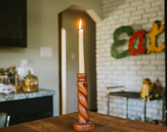 Elegant Set of MCM Vintage Wood Candle Holders | FREE SHIPPING