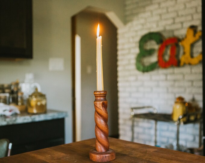 Elegant Set of MCM Vintage Wood Candle Holders | FREE SHIPPING