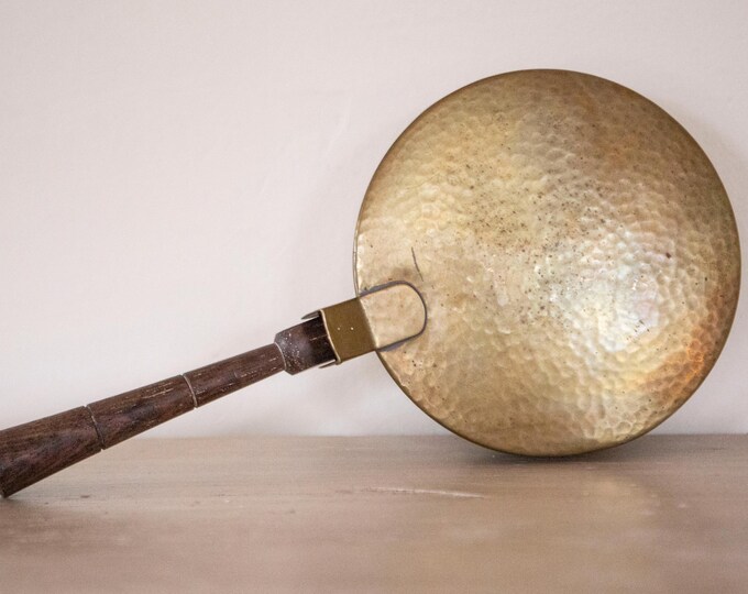Vintage Hammered Copper Silent Butler | Mathias Hamacher Bamboo-Style Handle | MCM | Ashes | Crumb Catcher | Crumb Plate