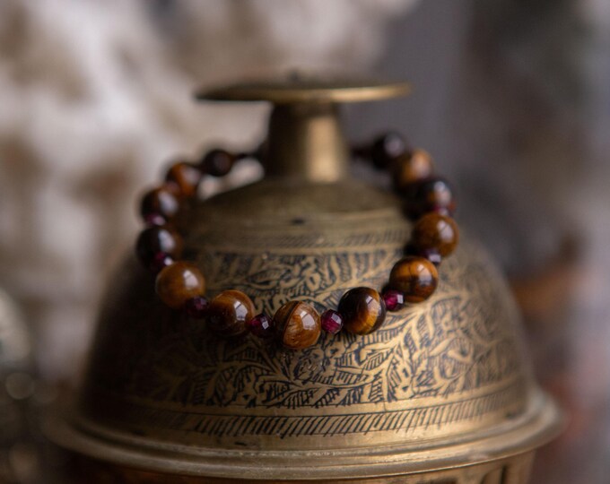 Tigers Eye | Garnet | Reiki Infused Healing Jewelry | Healing Energy | Artisan Crystal Bracelet | Stability