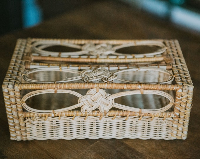 Vintage Wicker Tissue Box Cover | Bohemian | BOHO | Cottagecore | FREE SHIPPING