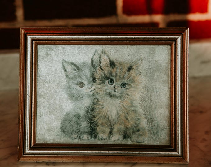 Vintage | Jean Henry Dufex Foil Print | Artwork | Kittens | Persian Kittens | Framed Art | Foil Art | FJ Warren | FREE SHIPPING