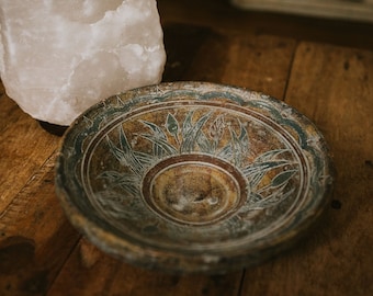 Embossed Rustic Pottery Display Bowl 10.25" | FREE SHIPPING
