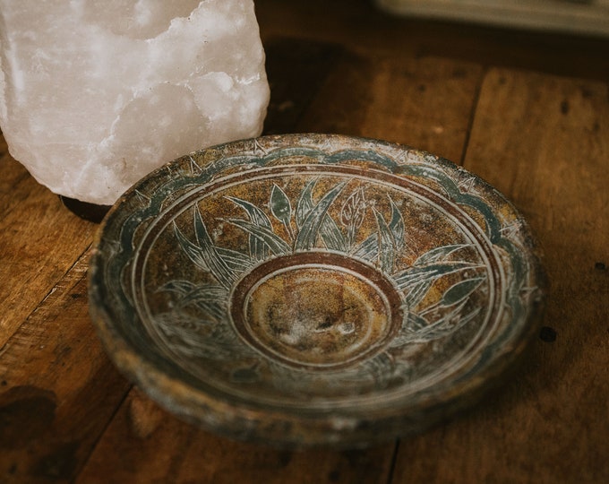 Embossed Rustic Pottery Display Bowl 10.25" | FREE SHIPPING