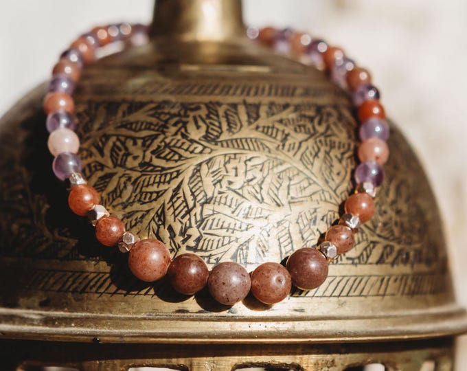 Purple Aventurine | Amethyst | Hematite Reiki Infused Healing Jewelry | Healing Energy | Artisan Crystal Bracelet | Stability