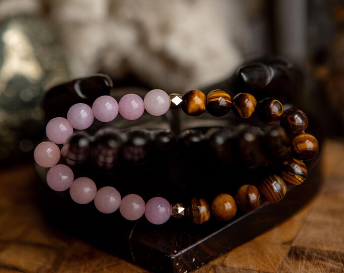 Tigers Eye | Rose Quartz | Reiki Infused Healing Jewelry | Healing Energy | Artisan Crystal Bracelet | Stability