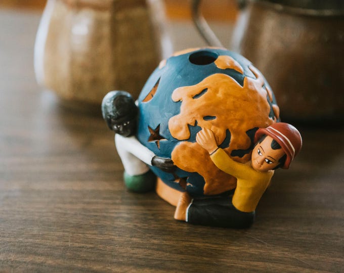 Adorable Terra Cotta Tea Light Candle Cover - Children of the World by Ten Thousand Villages | FREE SHIPPING