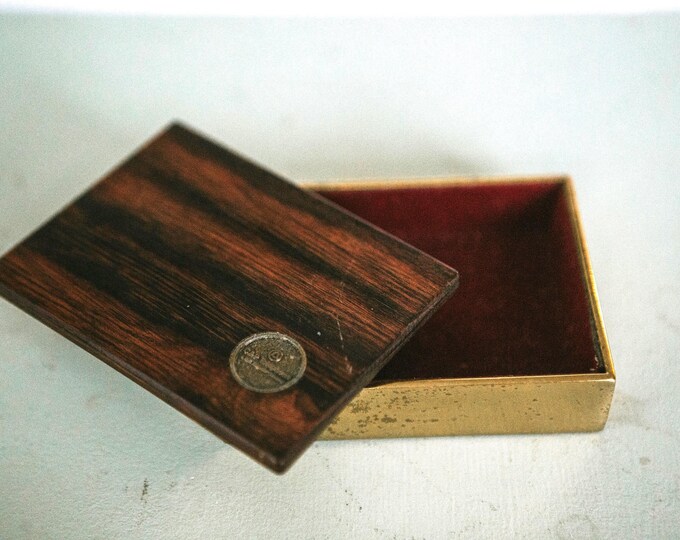 Vintage Wood and Brass Business Card Box | C P Telephone | Bell Atlantic | FREE SHIPPING