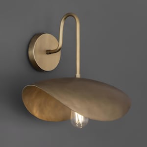 Handmade Vintage Single Light Shade Pivot Brass Sconce Mid Century Style Brass Wall Lamp. wall mounted handcrafted wall light, brass sconce