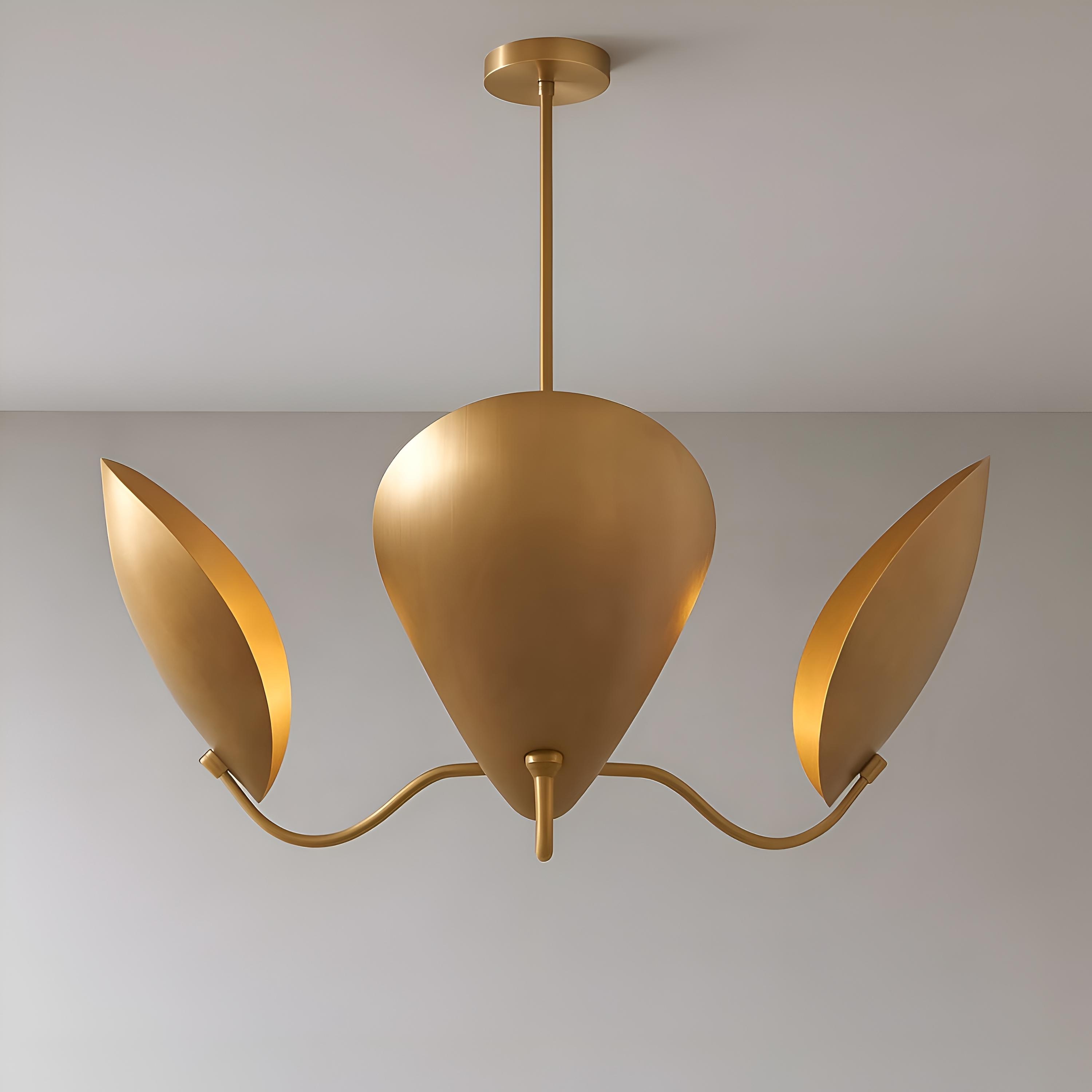 モダンなイタリア製 Stilnovo 4 アーム ライト、1950 年代中期、真鍮製