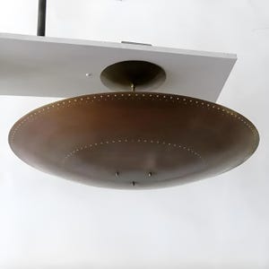 Vintage 1960s Italian Brass Ceiling Light: Handcrafted Industrial Pendant Lamp