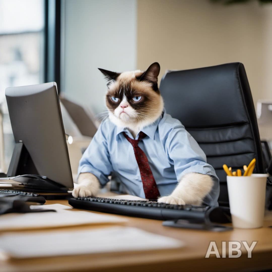 A Grumpy Cat at Work - Etsy