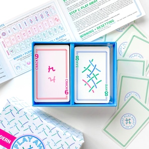 Zestaw kart do gry Modern American Mahjong. Eleganckie, minimalistyczne wzory! Łatwe do nauczenia, szybkie do grania, idealne do podróżowania w podróży lub nauczania!