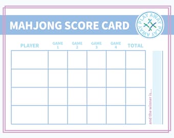 Printable Mahjong Score Card - Easy to Download to Keep Score of your Game!