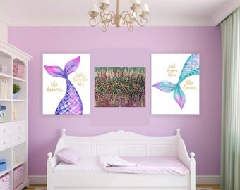 Turquoise + Purple + White Bling Painting|Shattered Glass, Glitter Art|Glam Wall Decor|Mermaid Colored Bling Art|Original Art|Mermaid theme