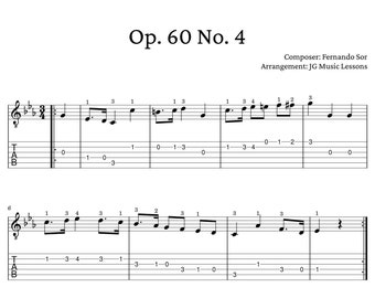 Opus 60, No. 4 by Fernando Sor - guitar arrangement with tabs