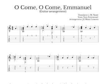 O Come O Come Emmanuel guitar sheet music with tabs - chords, melody, arrangement