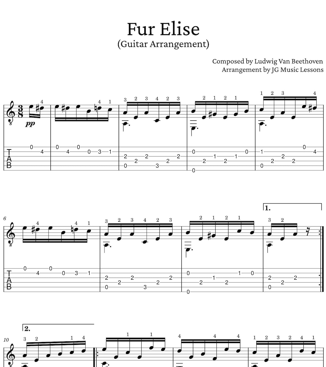 Fur Elise Guitar Sheet Music With Tabs Chord Charts Melody And Fur Elise Guitar Sheet Music With Tabs Chord Charts Melody And