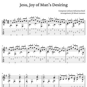 Jesu Joy of Man&#39;s Desiring guitar sheet music with tabs