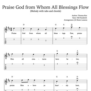 Praise God From Whom All Blessings Flow Guitar Tabs, Chords (digital ...