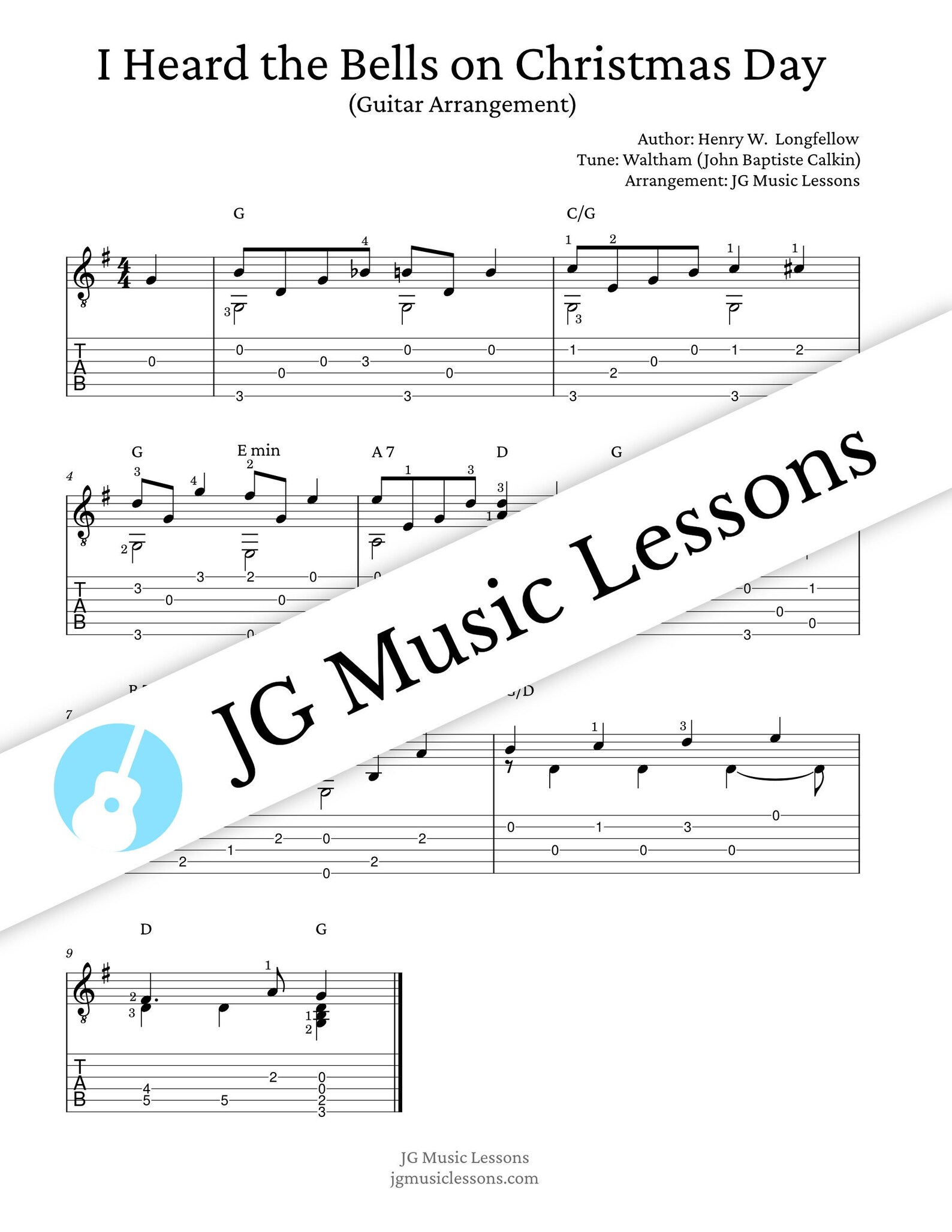 I Heard the Bells on Christmas Day Guitar Sheet Music